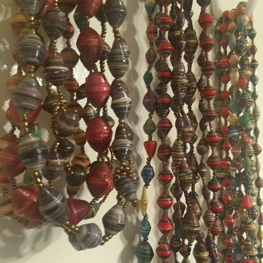 15" Necklace: Recycled Newspaper Beads